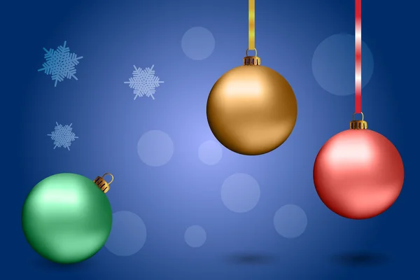 Kerstballen op de blauwe achtergrond. — Stockvector