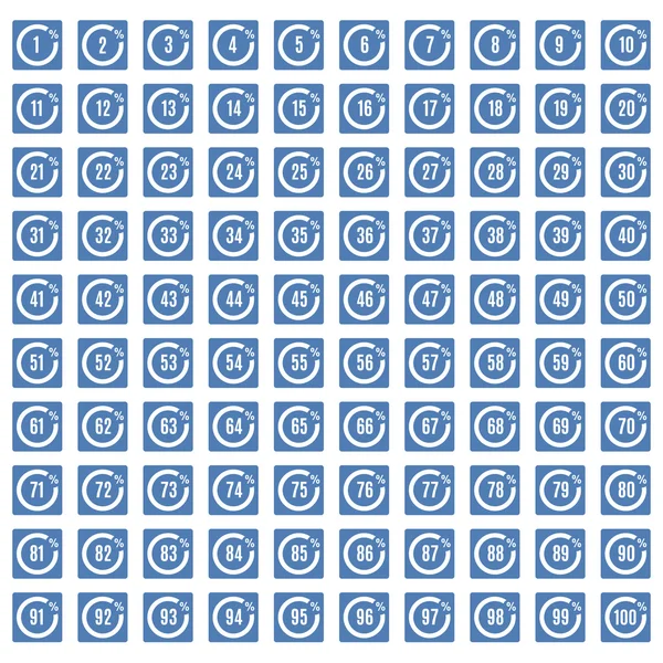 Porcentaje iconos completo conjunto azul — Vector de stock