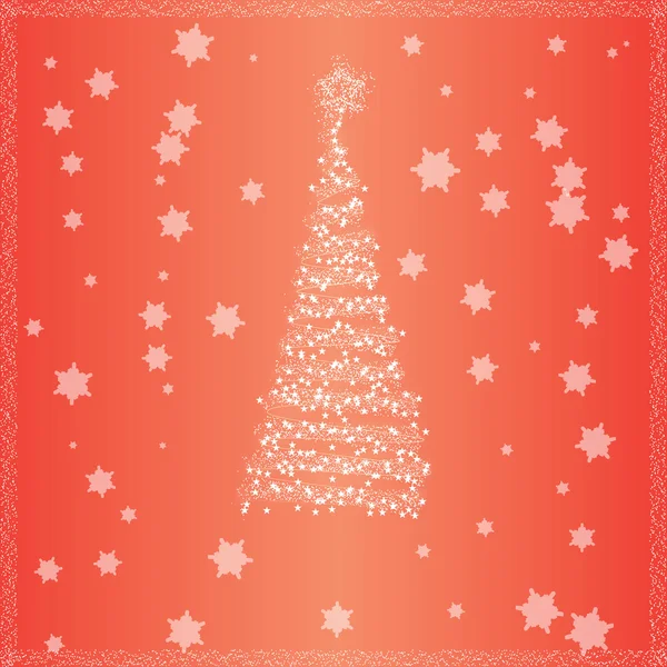 Jul träd med röd bakgrund — Stock vektor