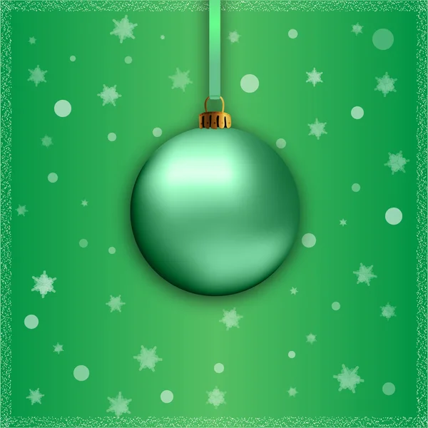 Green christmas ball with ribbon — Stock Vector