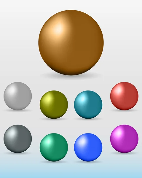 Conjunto de coloridas esferas brillantes — Vector de stock