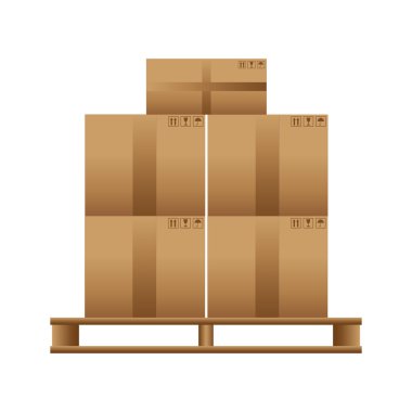 Wooden pallet with cardboard boxes clipart