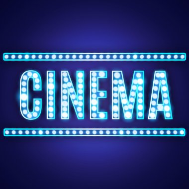 Blue neon lamp cinema sign