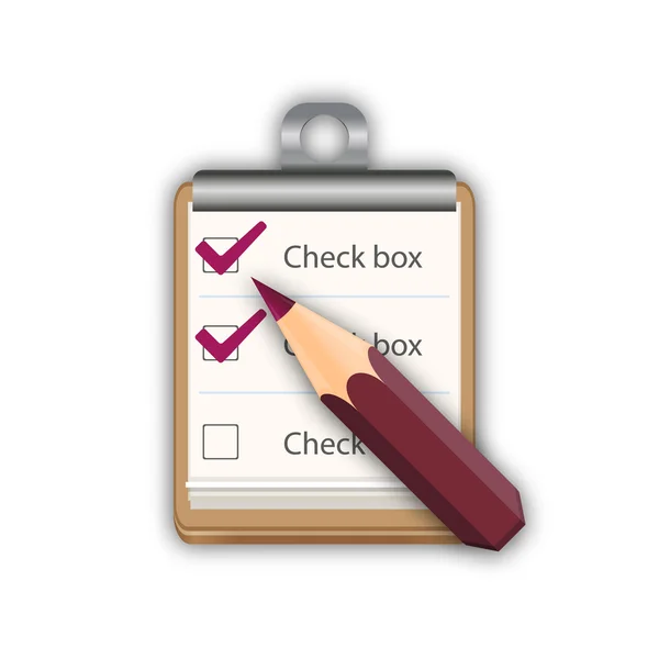 Pencil with notepad with checkboxes — Stock Vector