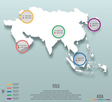 Asya kıta şablonu infographics için