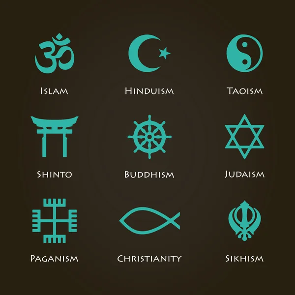 Simboli della religione mondiale — Vettoriale Stock