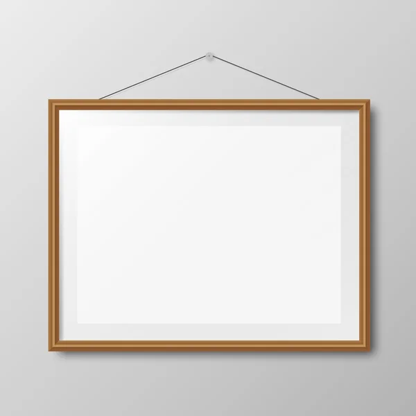 Realistic wooden photo frame — Stock Vector