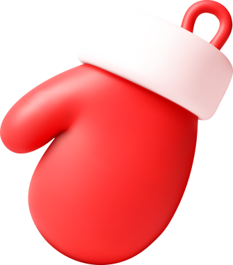 Kırmızı Noel kış eldiveni beyaz manşetli ve askılı..