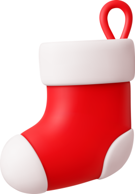 Tek bir kırmızı Noel çorabının gerçekçi 3D görüntüsü