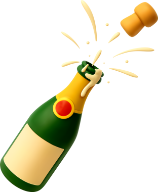 Şenlikli kabarcıklı 3 boyutlu şampanya mantarı patlaması