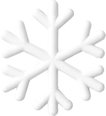 Üç boyutlu pofuduk ve parlak kar tanesi beyazı.