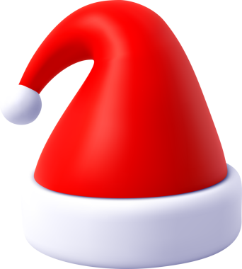 Beyaz tüy yumaklı kırmızı Noel Baba şapkası