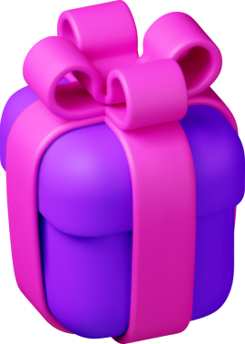 Kurdeleli üç boyutlu hediye kutusu. Hediye kutusu 3d mor