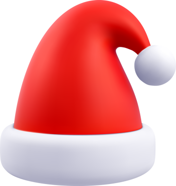 Beyaz ponponlu 3 boyutlu kırmızı Noel Baba şapkası..