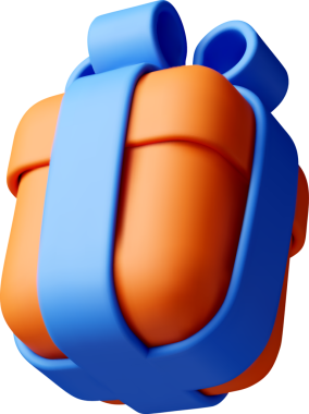 3D hediye paketi, kurdele hediye kutusu 3D turuncu.