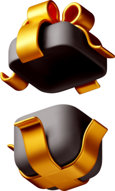 3D open gift box with ribbon Gift box 3d black gold