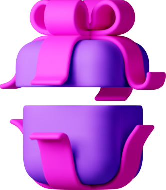 3D open gift box with ribbon - Gift box 3d purple.