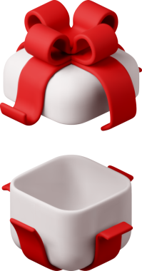 3D open gift box with ribbon. Gift box 3d white.