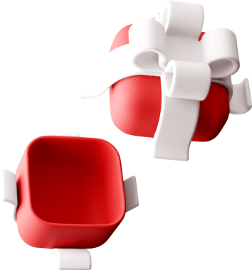 3D open gift box with ribbon. Gift box 3d red.