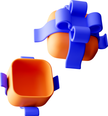3D open gift box with ribbon. Gift box 3d orange.