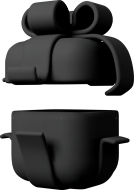 3D open gift box with ribbon. Gift box 3d black