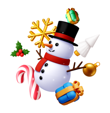 3D snowman Christmas and New Year decorations.