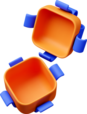 3D open gift box with ribbon. top 3d orange.