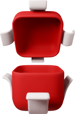 3D open gift box with ribbon - top 3d red.