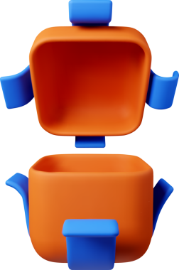 3D open gift box with ribbon - top 3d orange.