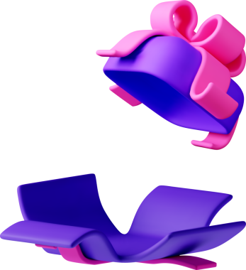 3D open gift box with ribbon - top 3d purple