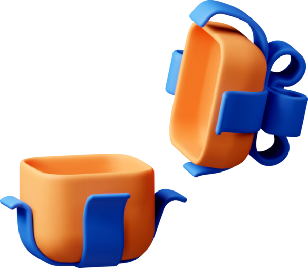 Kurdeleli 3D hediye paketi - 3D turuncu.