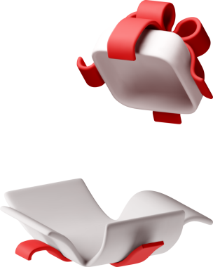 3D open gift box with ribbon - top 3d white