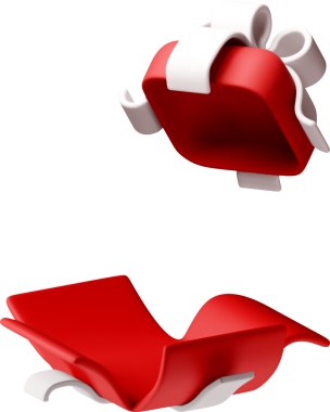 3D open gift box with ribbon - top 3d red