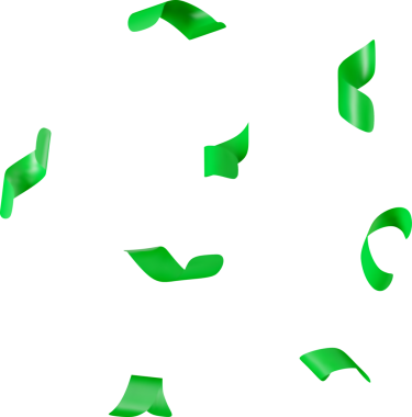 3D yeşil parti konfeti seti. Havai fişek kurdelesi