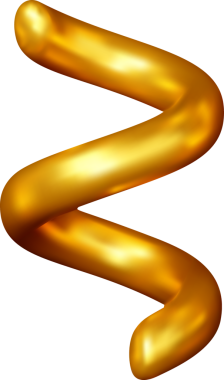 Üç boyutlu ince altın konfeti kurdelesi.