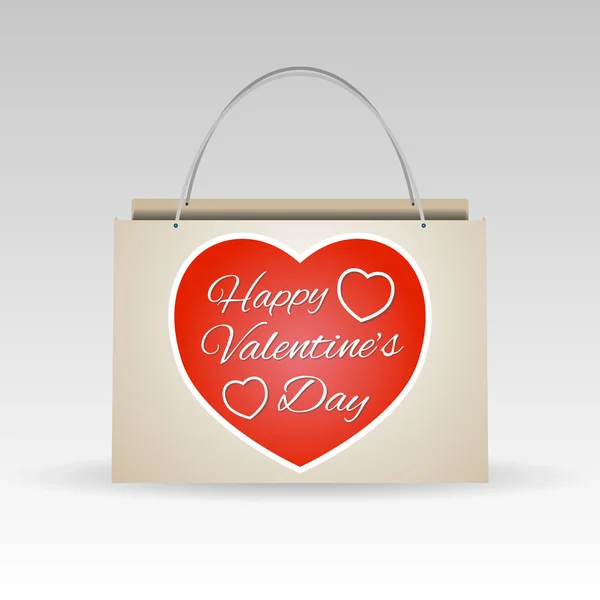 Valentines day red paper shopping bag — Stock Vector