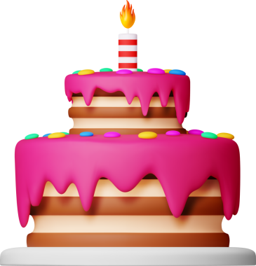 Üç boyutlu. Pembe kremalı iki katlı doğum günü pastası.