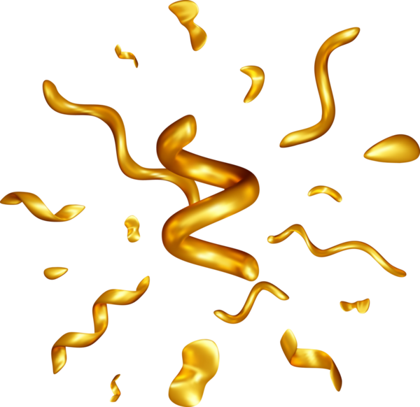 3D Altın Yılan dereleri ve konfeti parçaları