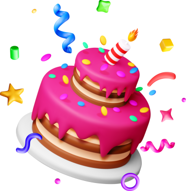 Mumlu ve renkli konfetiyle 3 boyutlu doğum günü pastası