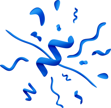 Mavi 3D soyut kurdele ve şekiller.