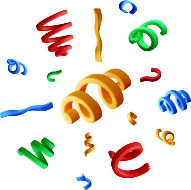 Renkli 3D kurdeleler ve konfetiler düşüyor