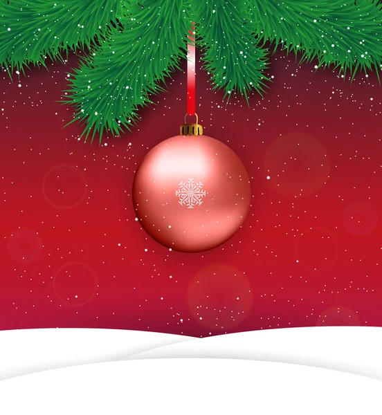 Christmas background with red ball — Stock Vector