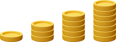 Para büyüme çubuğu olarak istiflenmiş 3D altın sikkeler