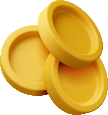 Üç boyutlu. Havada yüzen üç altın para..