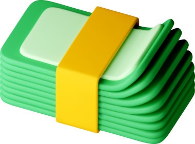 Kauçuk bantla tutturulmuş 3D para yığını.