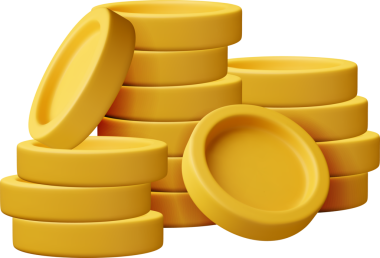 Yığılmış altın paralar 3B biçiminde.