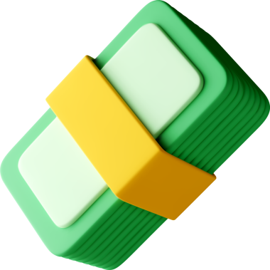 3D Yeşil Kağıt Para Yığını