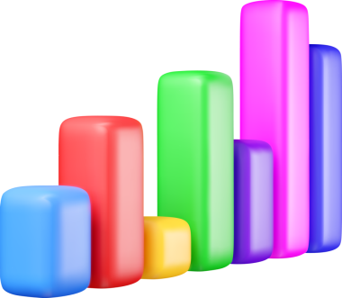 Büyümeyi gösteren renkli 3d çubuk grafiği