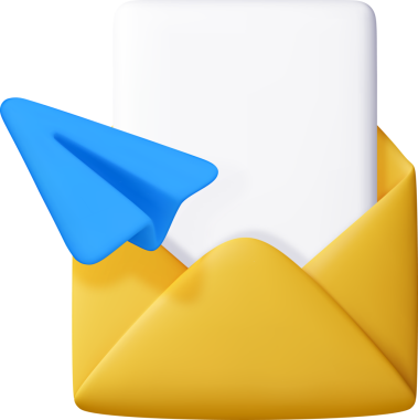 Üzerinde beyaz kağıt ve mavi kağıt uçak olan 3D zarf..