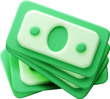 3D deste yeşil kağıt para.